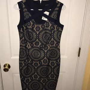 Cream and navy women’s size 8 midi dress